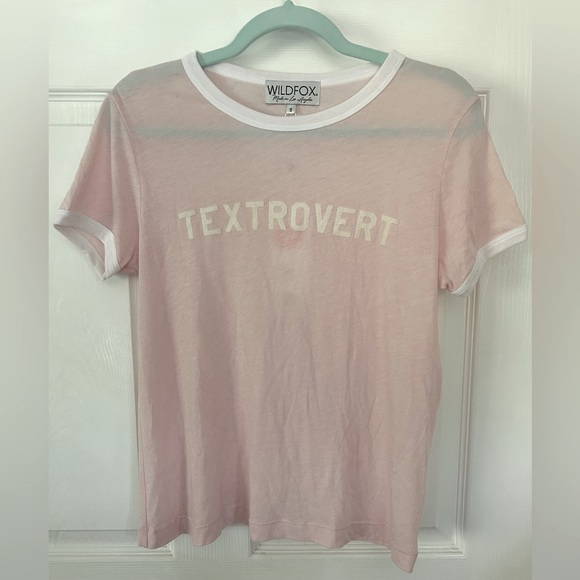 Wildfox | Textrovert Johnny Ringer Graphic Tee | Baby Pink & White - Picture 5 of 8